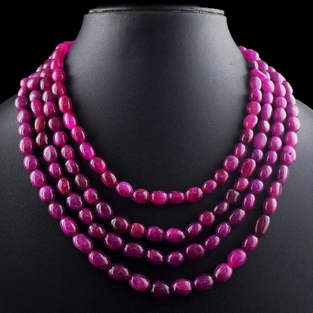Very Attractive Pink Ruby 4 Strand 780 Cts Necklace Womens Jewelery ABC Jewelery